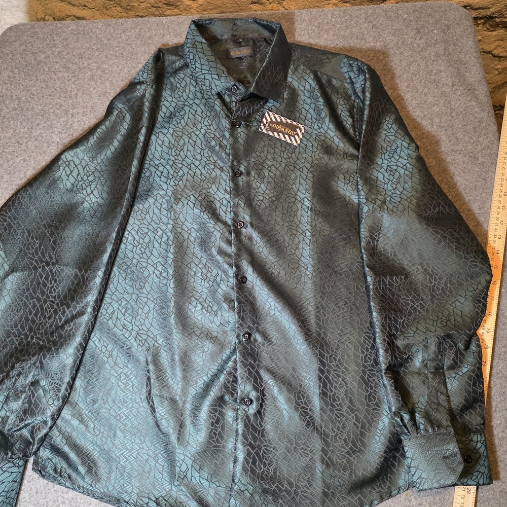 DiBanGu Long Sleeve Button Down Green Silk Dress Shirt Large New With Tag 799